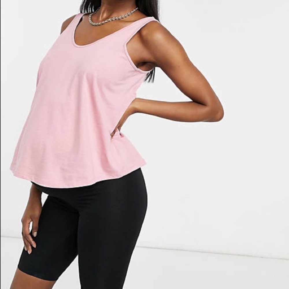 ASOS sz 4 Pink Cotton Loose Relaxed Fit Maternity Tank Top